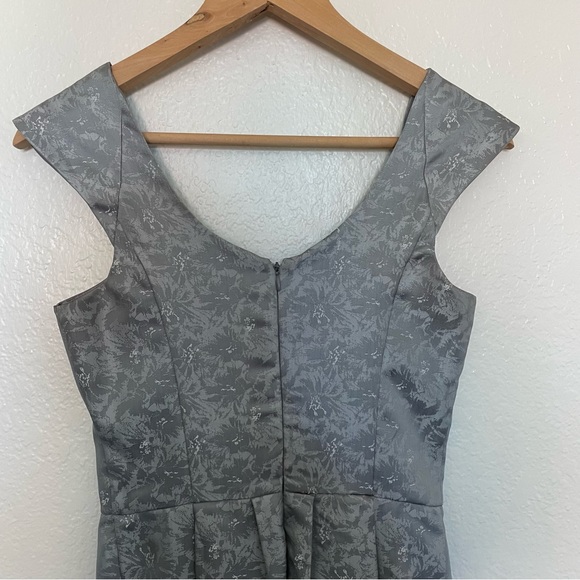 Eric + Lani Silver Metallic Jacquard Mini Dress Fit and Flare Cocktail Dress XS - Picture 6 of 16